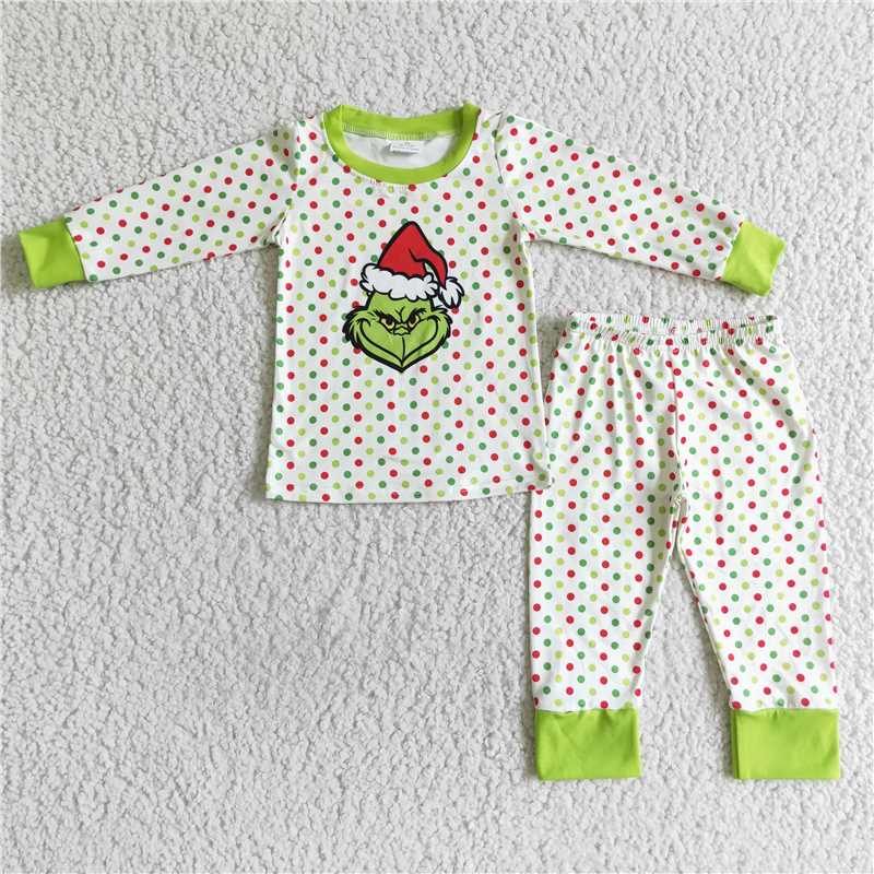 Red and Green Polka Dotted Grinch PJ Pant Set