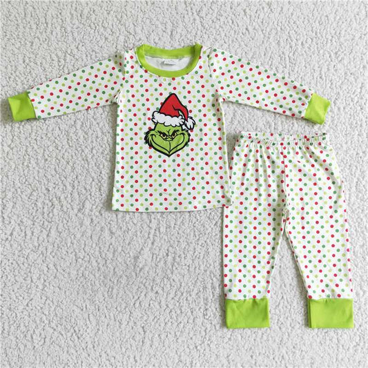 Red and Green Polka Dotted Grinch PJ Pant Set