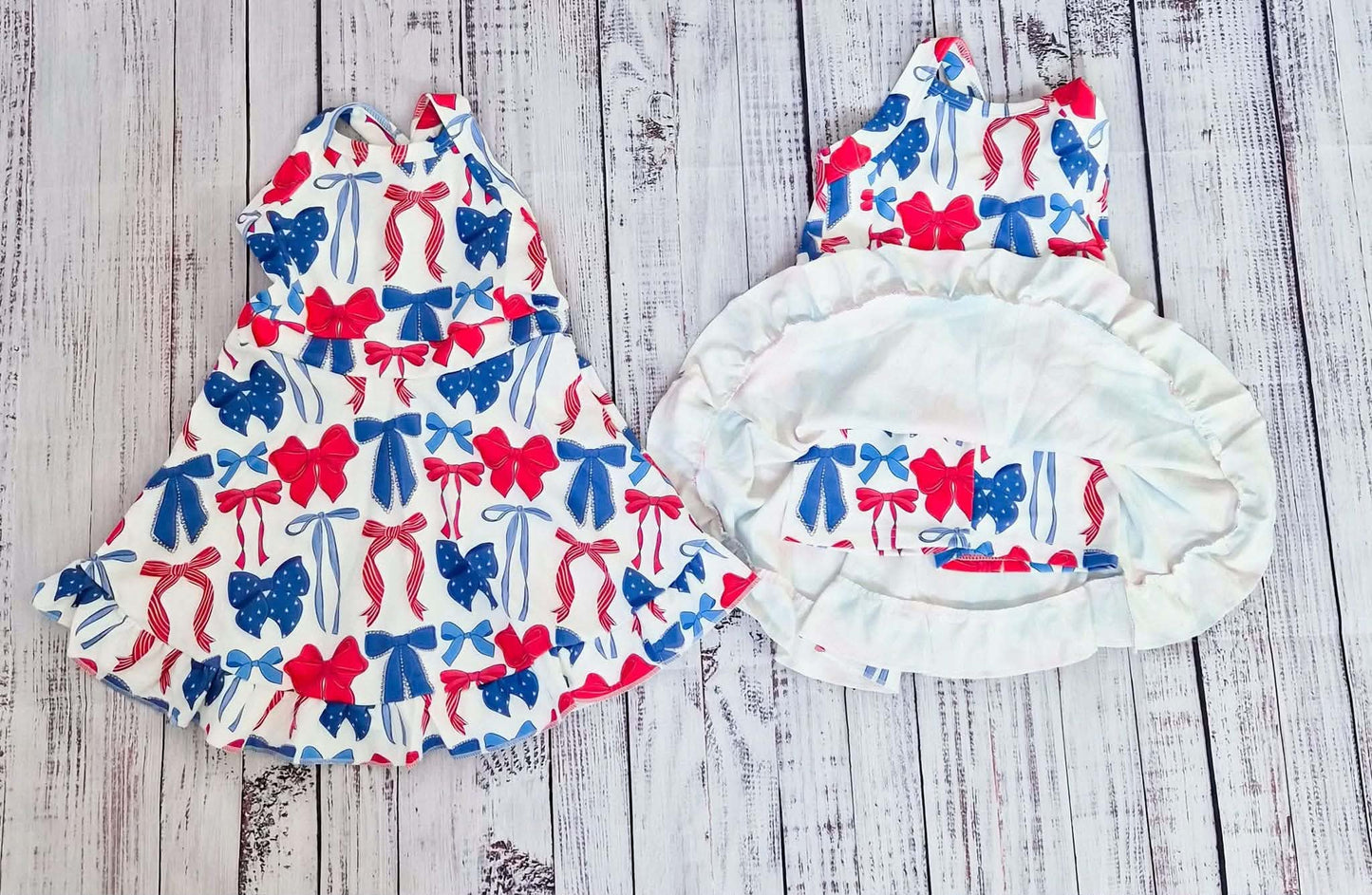 Red and Blue Bows Athletic Dress