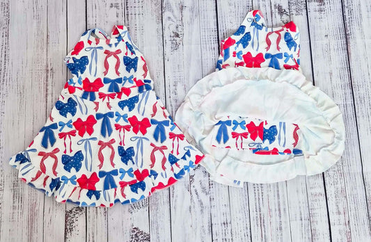 Red and Blue Bows Athletic Dress