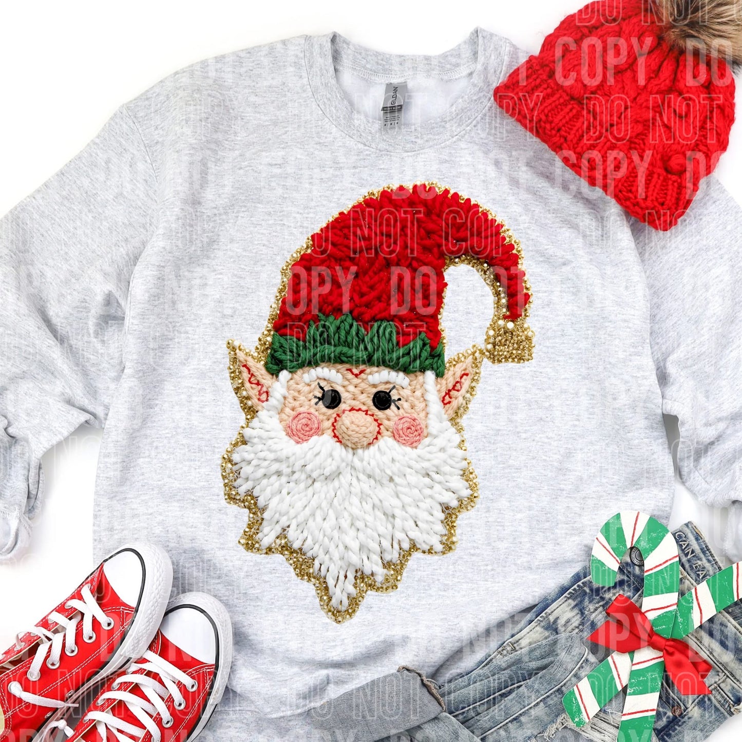 Elf in Red Hat Faux Yarn