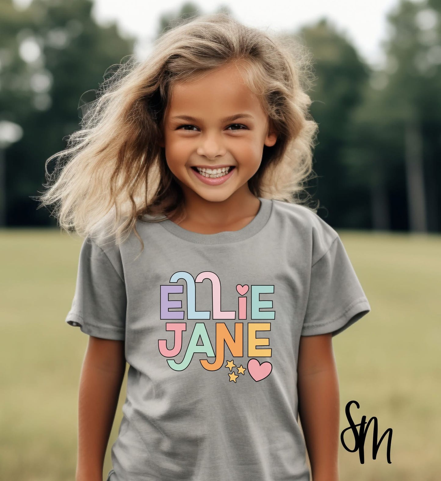 Pastel Name with Stars and Hearts