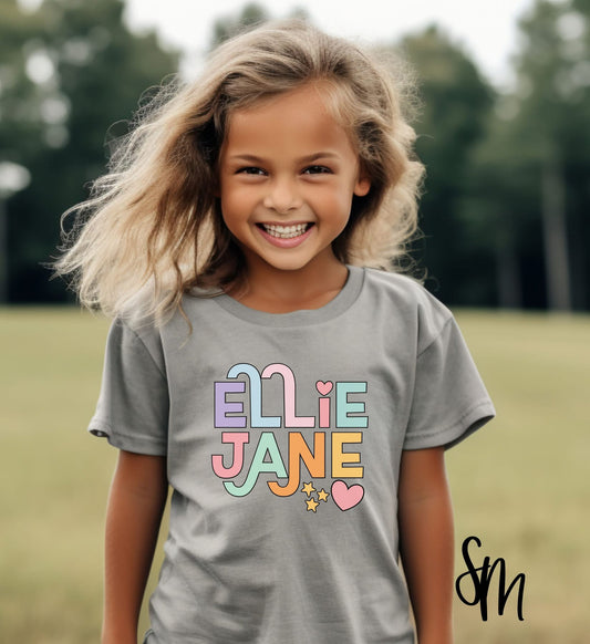 Pastel Name with Stars and Hearts