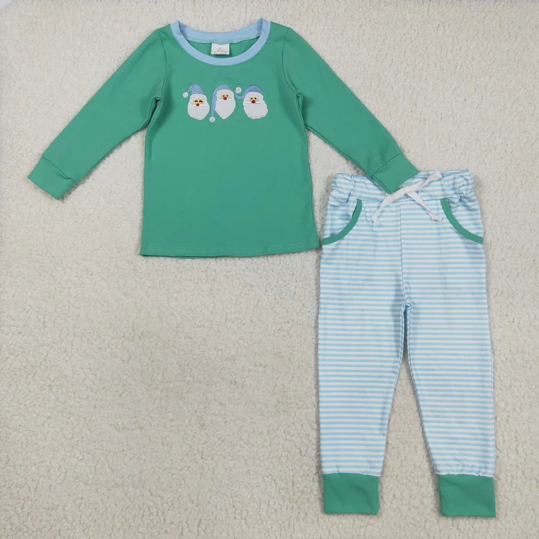 Embroidered Santa Mint Green Sets