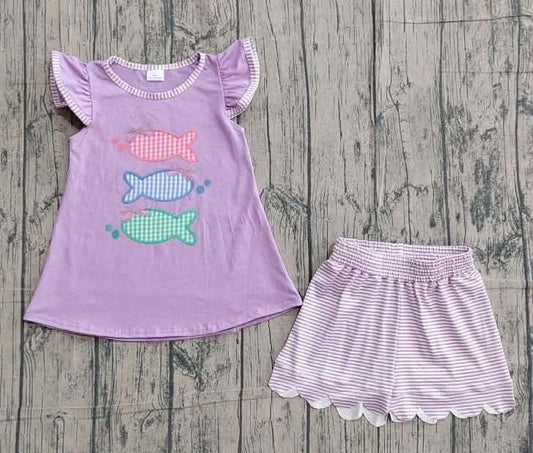 Gingham FIsh Trio Purple Set