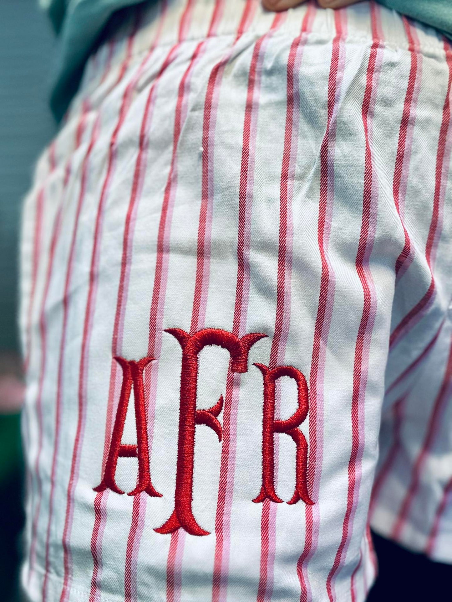Embroidered Monogram PJ Shorts