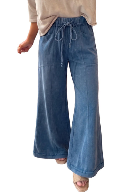 Ashleigh Blue Mineral Wash Flare Leg Drawstring Pants PLUS PREORDER