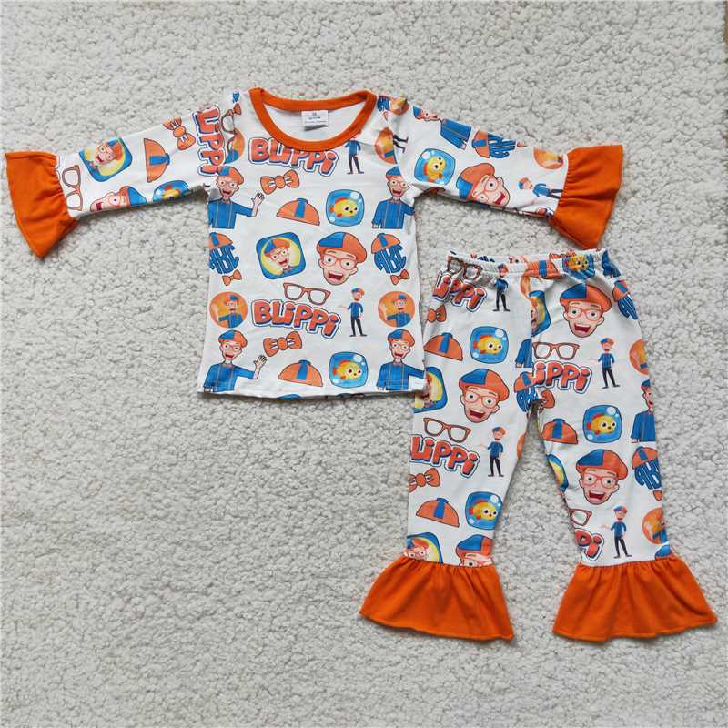 Blippi Cartoon Ruffle PJ Set