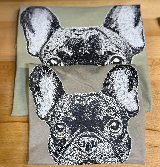 Frenchie Dog Faux Rhinestone