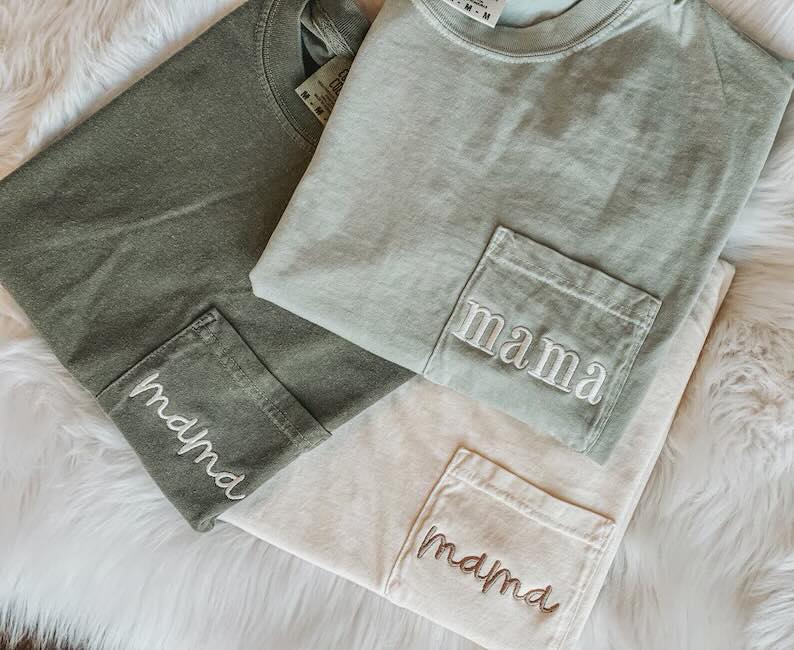 Mama Embroidered Pocket