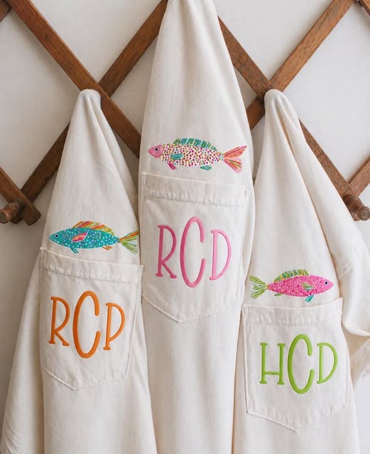 Preppy Fish Embroidered Pocket with Monogram
