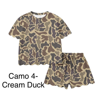 Scallop Short Sets- Camo- PREORDER- ARRIVE IN APRIL
