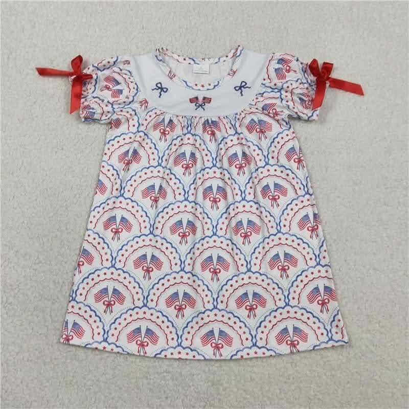 Smock Duo American Flag Red Bow Dress