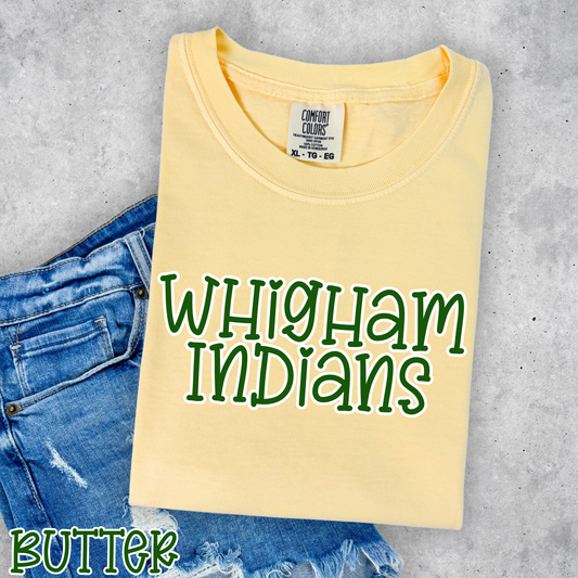 Whigham Indians Pop Name with Outline