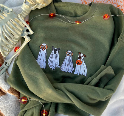 Spooky Dogs Embroidered Crewneck