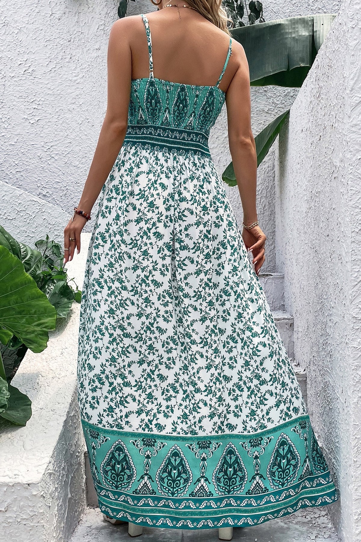 RTS Green Boho Floral Maxi Dress- XL