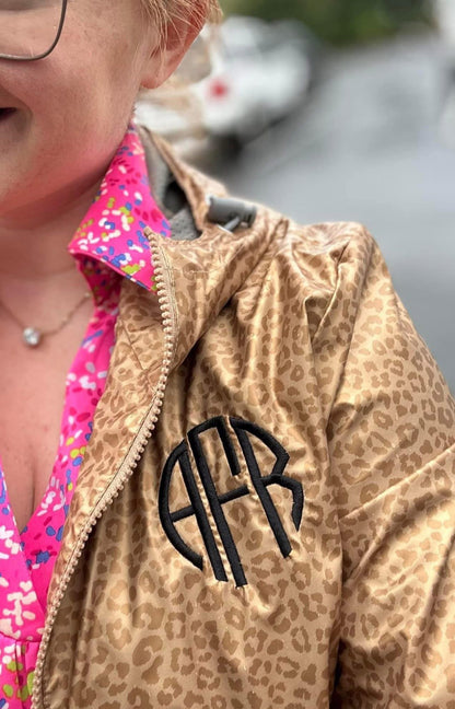 Leopard Embroidered Monogram Rain Jacket