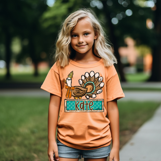 Turkey with Teal and Name