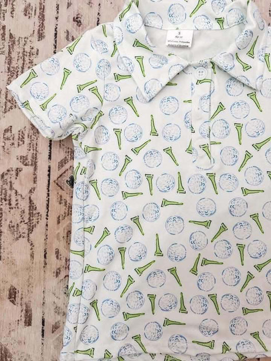 Golf Ball and Tee White Polo