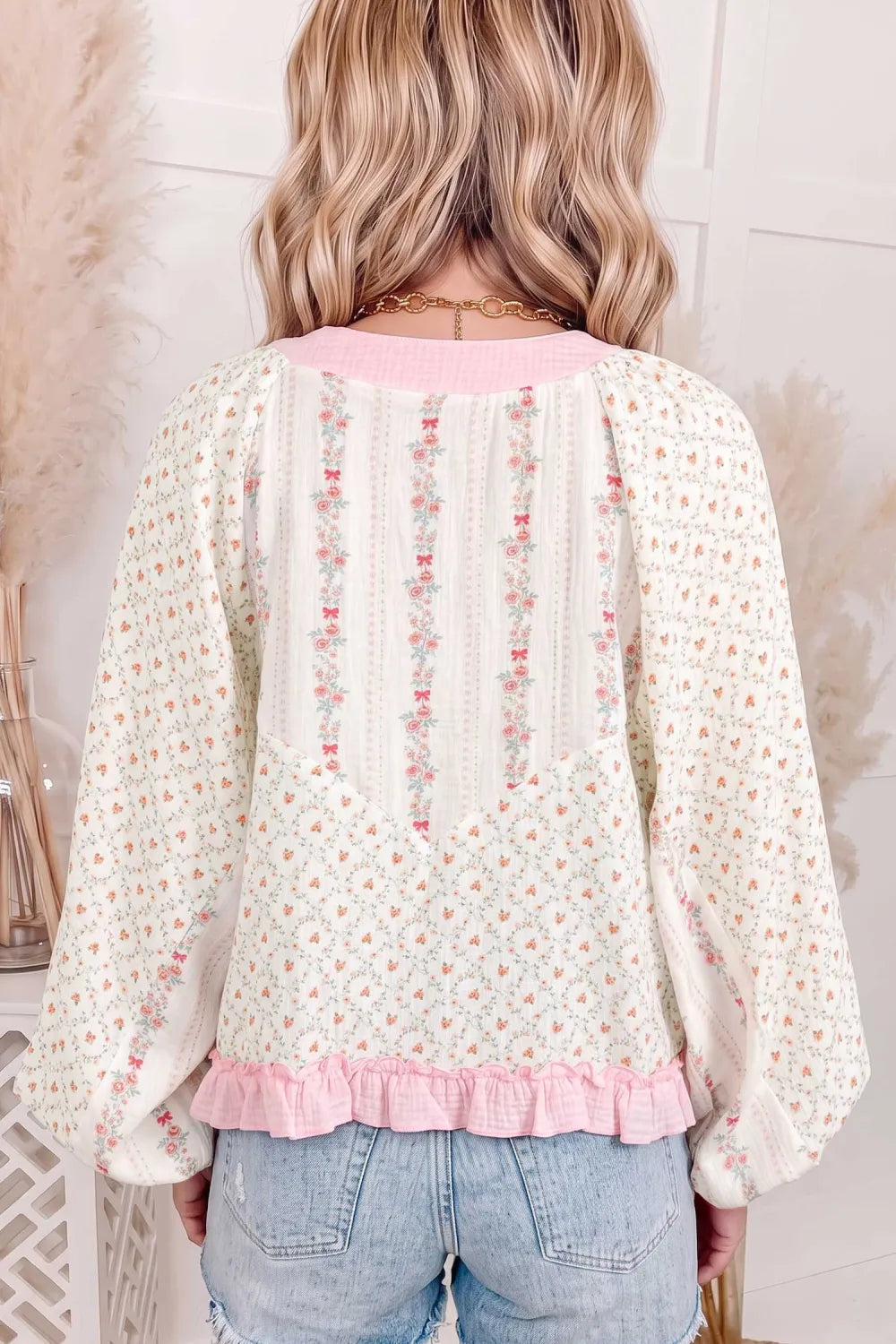 Beige Floral Lace Blouse
