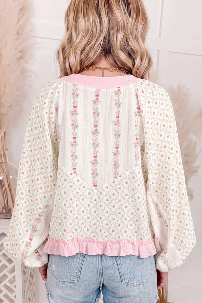 Beige Floral Lace Blouse