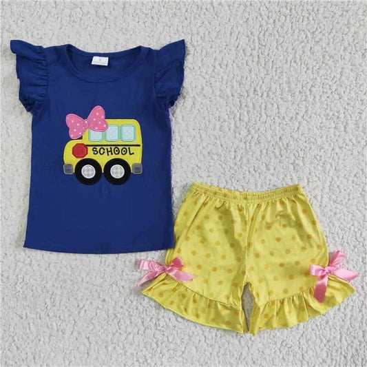 Yellow School Bus Short Set