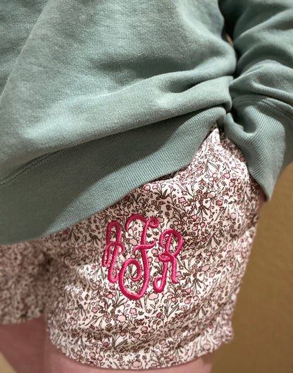 Embroidered Monogram PJ Shorts