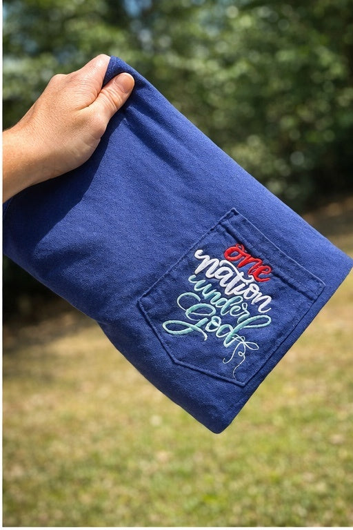 One Nation Under God Embroidered Pocket