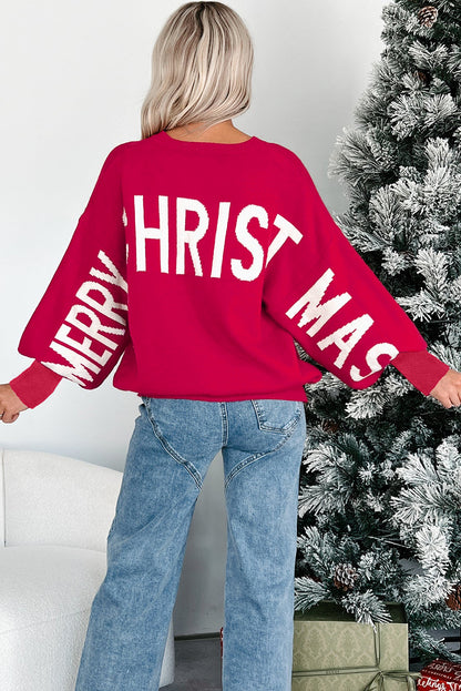 Ho Ho Ho Christmas Red Oversized Lettering Sweatshirt