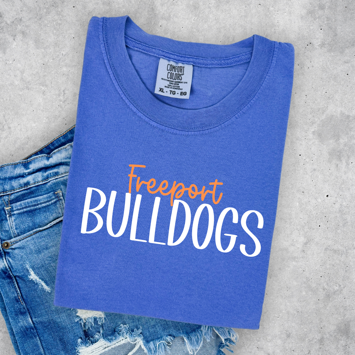 Freeport Bulldogs Preppy Name- Orange and White