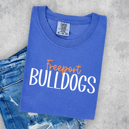 Freeport Bulldogs Preppy Name- Orange and White