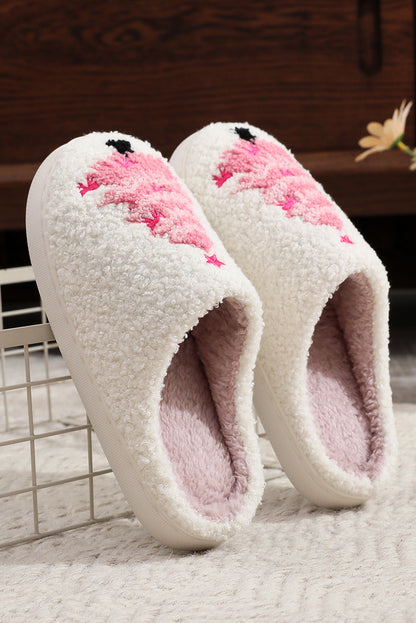 Pink Christmas Tree Slippers