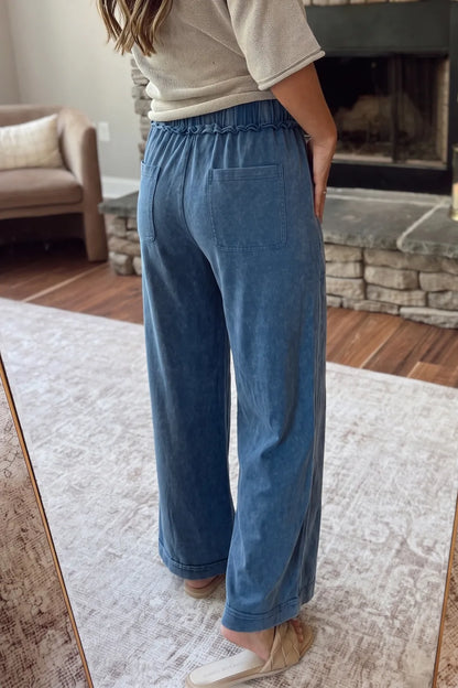 Ashleigh Blue Mineral Wash Flare Leg Drawstring Pants PLUS PREORDER
