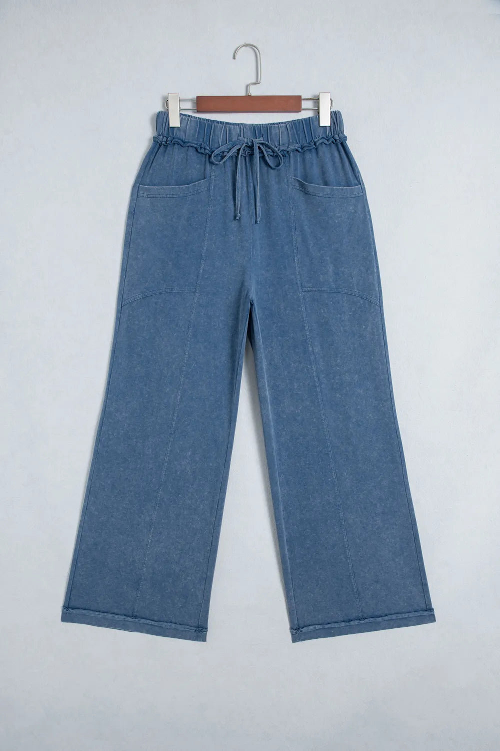 Ashleigh Blue Mineral Wash Flare Leg Drawstring Pants PLUS PREORDER