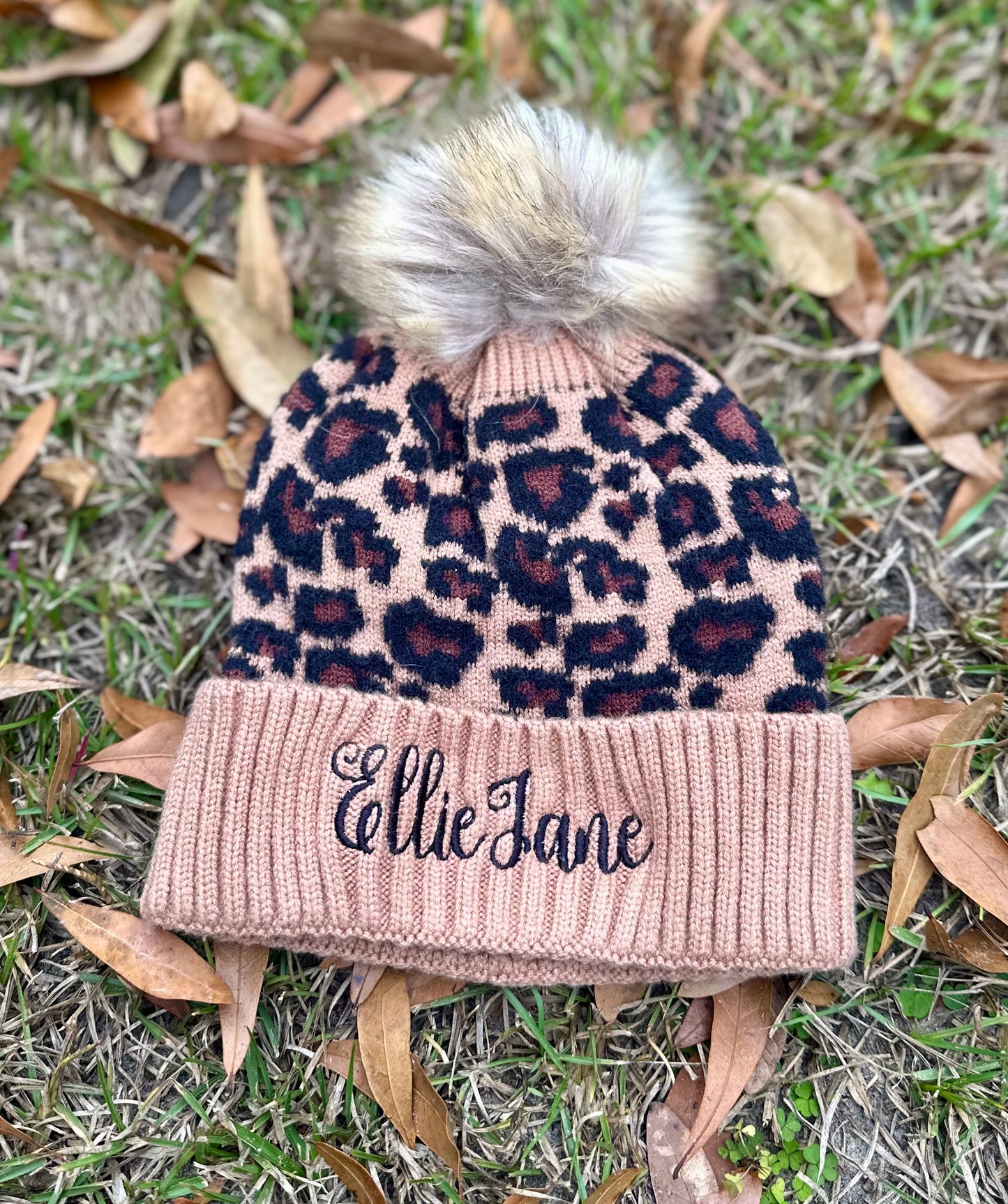 Leopard Monogrammed Beanie
