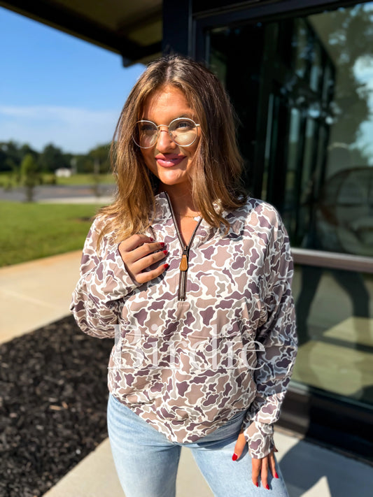 BIRDIE Duck Camo Quarter Zip Pullover