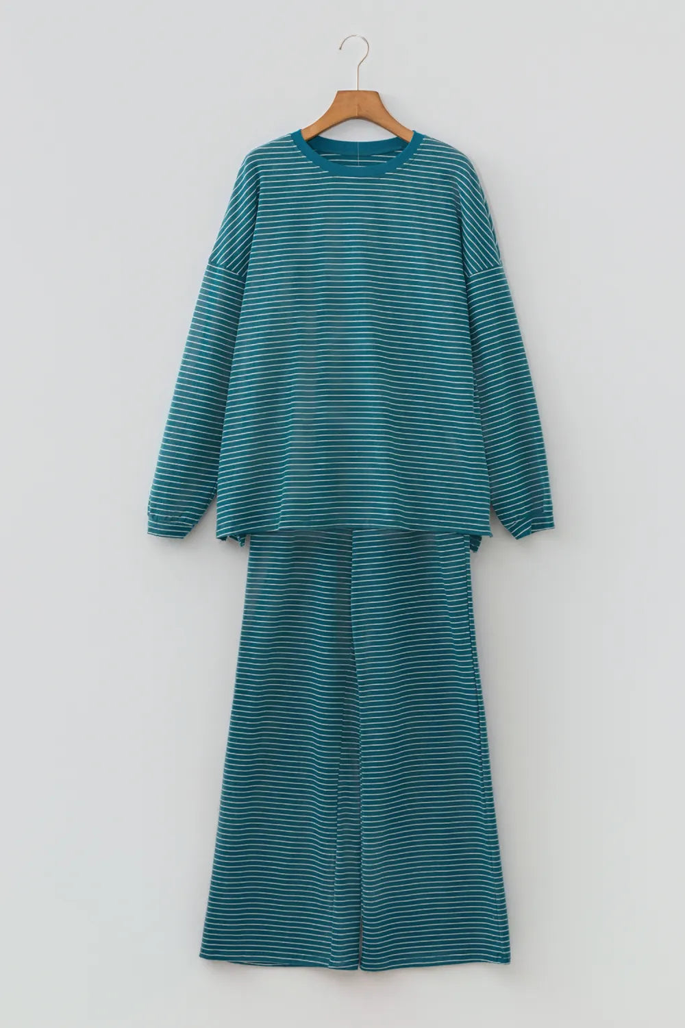 Green Stripe Dropped Shoulder 2pc Set
