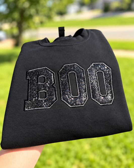 Sequin Embroidered Boo Sweatshirt