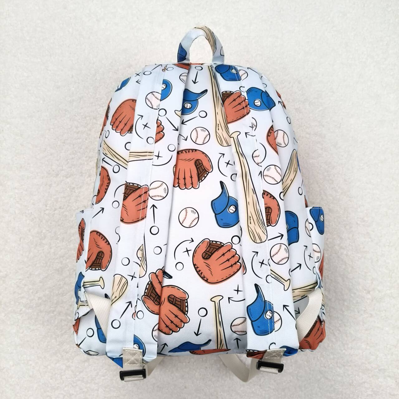 Baseball Gloves Hat Light Blue Backpack