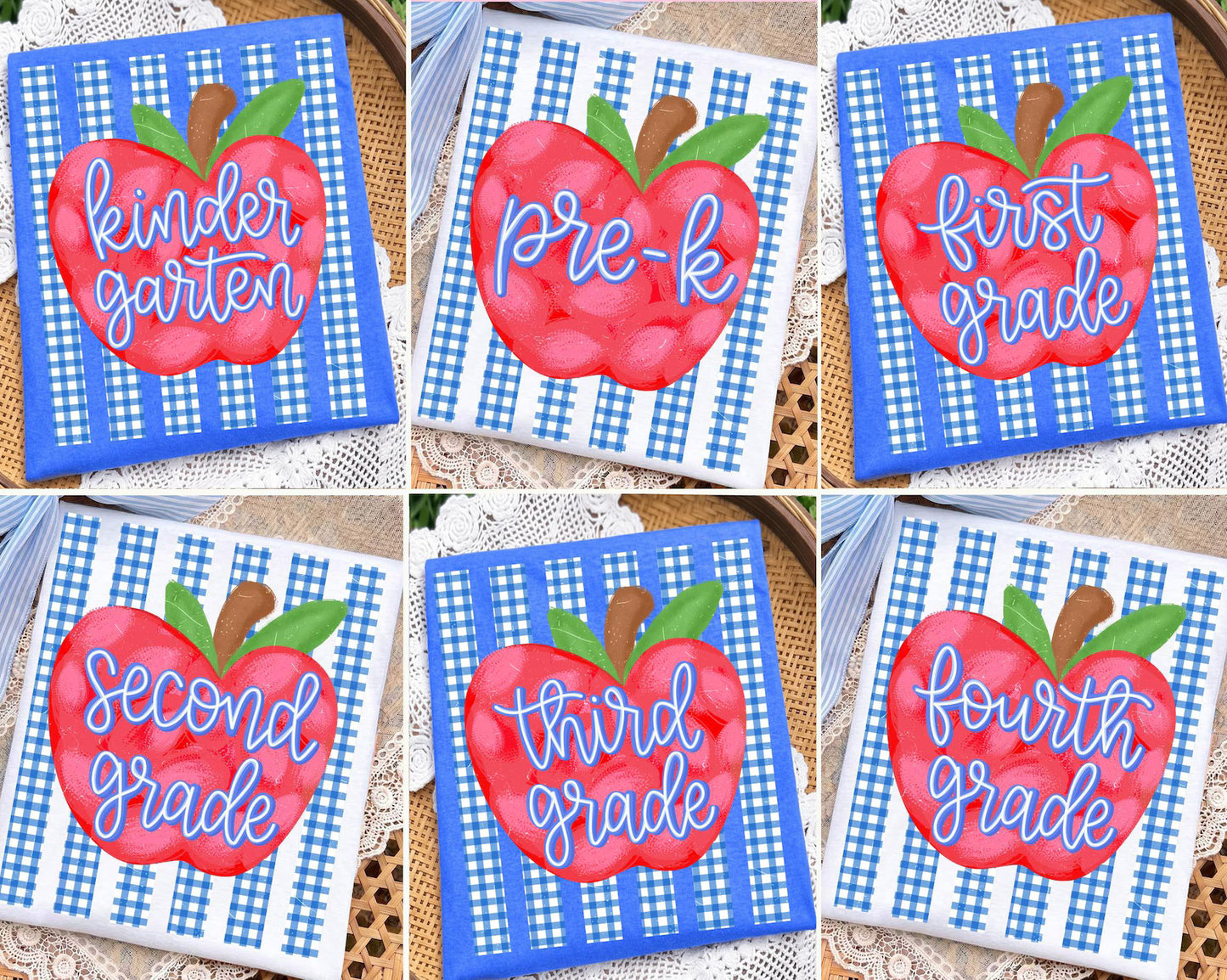 Apples Grades with Blue Checkered Stripes