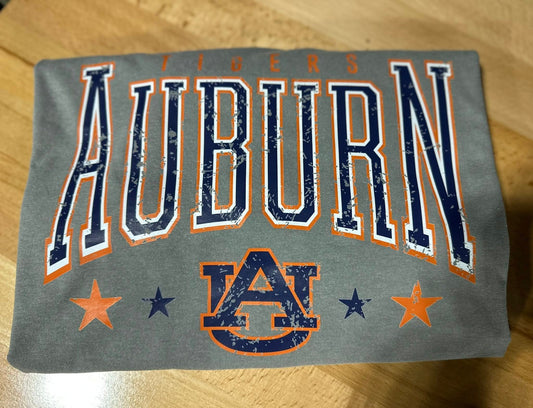 Auburn with Orange and Blue Stars