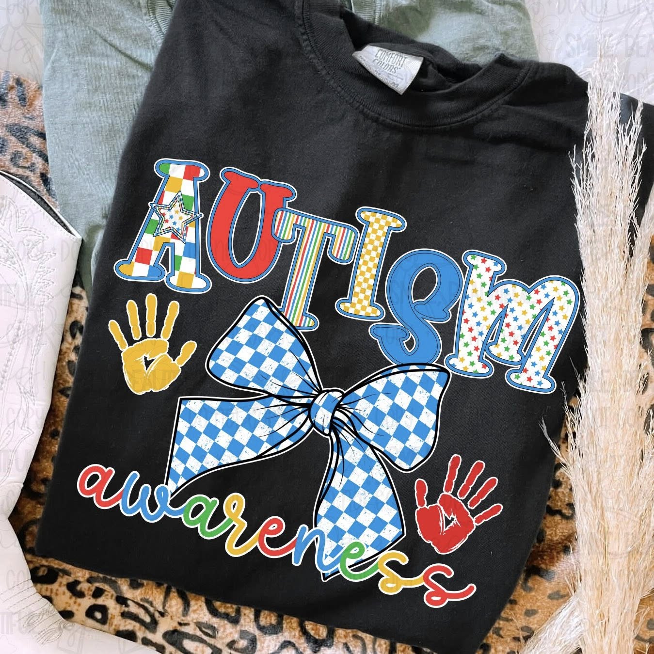 Autism Awareness Blue Checkered Bow