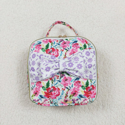 Purple Floral Bow Embroidered Lunchbox