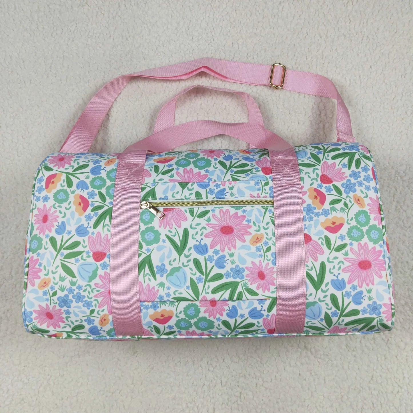 Flower Leaves Pink Ruffle Gym Duffle Bag