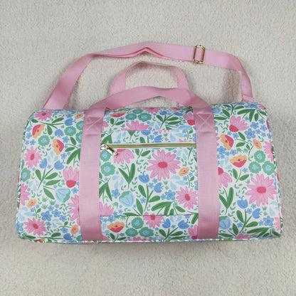 Flower Leaves Pink Ruffle Gym Duffle Bag