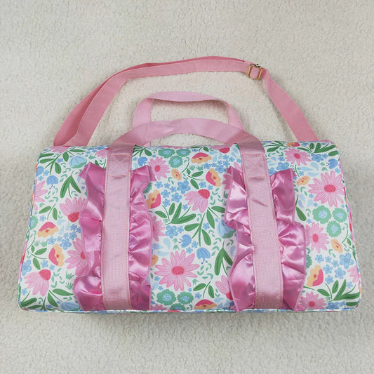Ruffle Floral Print Gym Duffle Bag