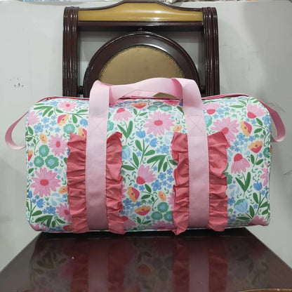 Flower Leaves Pink Ruffle Gym Duffle Bag