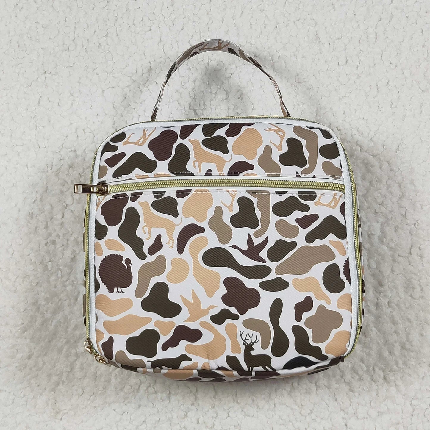 Cream Camo Embroidered Lunchbox