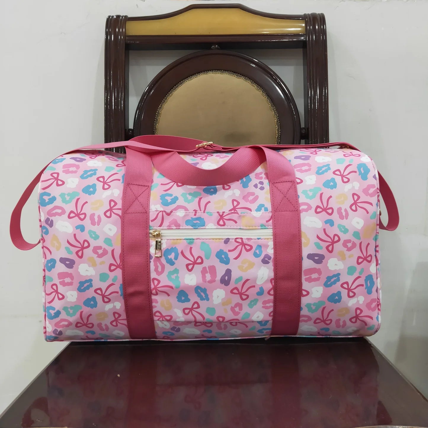 Bow and Colorful Leopard Duffel/Gym Bag