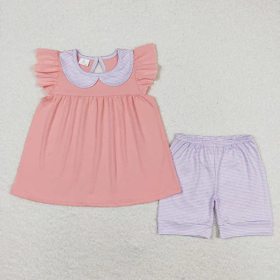 Flutter Sleeve Ruffle Tunic Shorts 2pc Set